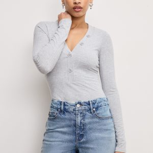 Ribbed Henley Bodysuit