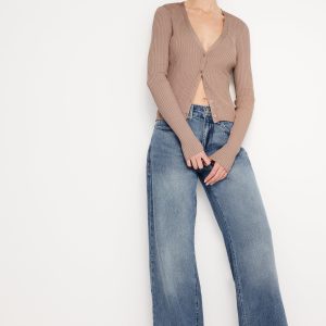 Stretch Rib V-neck Cardigan