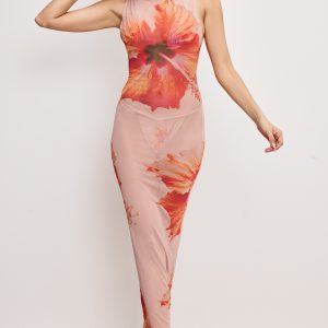 Gauze Mesh Maxi Dress