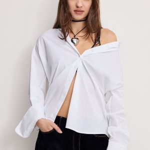 Poplin Oversized Shirt W Button Adjustable Waist