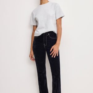 Good Icon Straight Flocked Denim Jeans