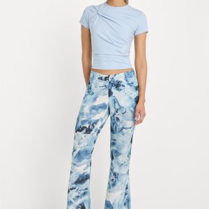 V Waist Chiffon Flare Pants