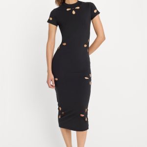 Super Stretch Eyelet Midi Dress