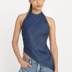 Asymmetric Hem Halter Top