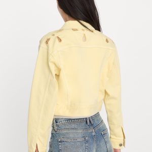Essential Crop Denim Jacket Embroidered