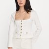 Denim Fitted Button Front Jacket