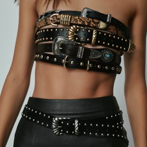 Wide Studded Western Belt