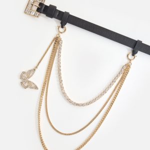 Dolly Skinny Crystal Butterfly Belt